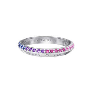 Bague Fortune Rainbow en or blanc avec diamants blancs et pierres précieuses