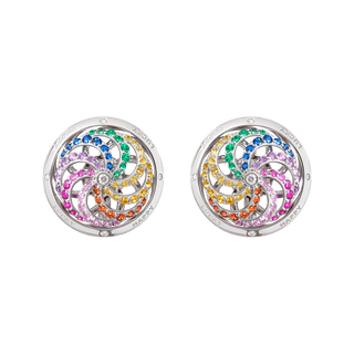 Fortune Kinetic Rainbow Earrings in White Gold with White Diamonds & Precious Stones