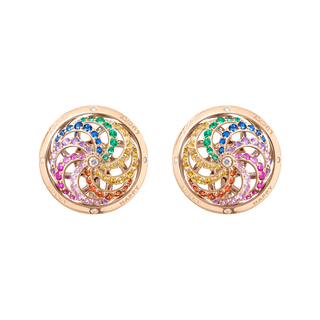Fortune Kinetic Rainbow Earrings in Rose Gold with White Diamonds & Precious Stones