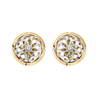 Fortune Kinetic Earrings in White & Yellow Gold