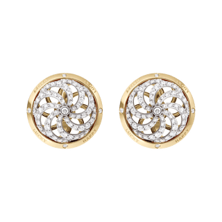 Fortune Kinetic Earrings in White & Yellow Gold with White Diamonds