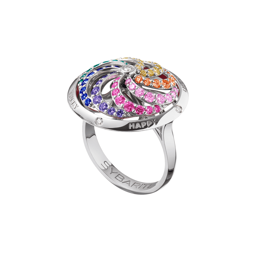 K10YGeteフォーチュンレインボークラウンリング9号 ete K10 レインボー