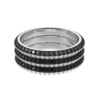 Bague Fortune Triad en or blanc avec diamants blancs et noirs