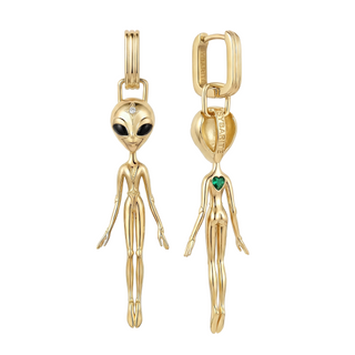 Diamond Mono Earrings in 18K Vermeil Gold – She’s an Alien