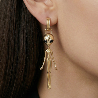 Diamond Mono Earrings in 18K Vermeil Gold – She’s an Alien