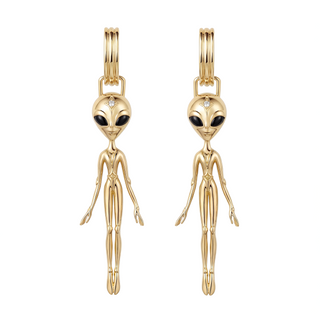 Diamond Mono Earrings in 18K Vermeil Gold – She’s an Alien