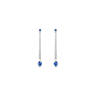 18K white gold earrings with white diamonds and sapphires by Sybarite Jewellery.