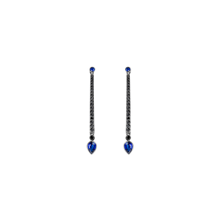 18K blackened gold earrings with black diamonds and sapphires by Sybarite Jewellery.