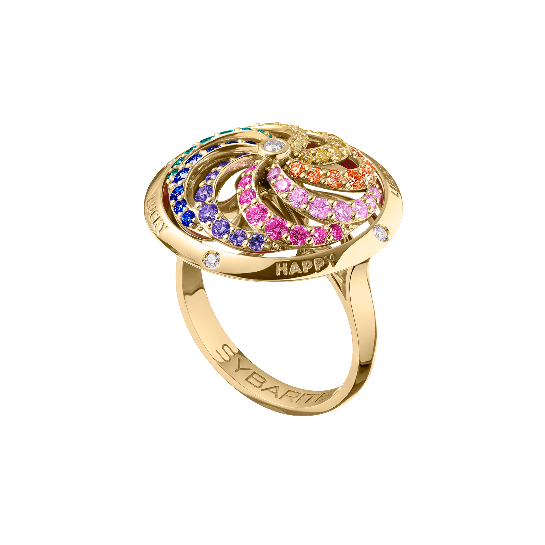 Cocktail Kinetic Rainbow Ring in 18K Yellow Gold – Sybarite
