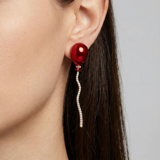 Classic Cherry Red Mono Balloon Earring