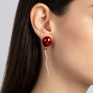Classic Cherry Red Mono Balloon Earring