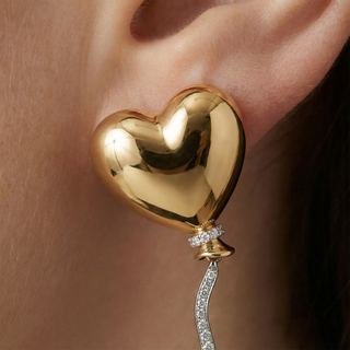Gold Heart Mono Balloon Earring