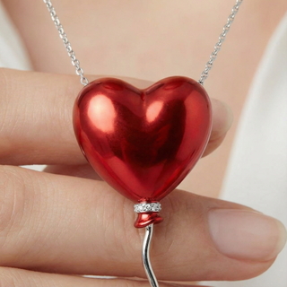 Cherry Red Heart Balloon Pendant