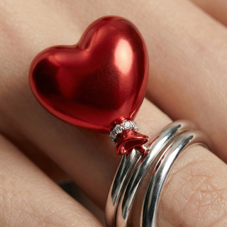 Cherry Red Heart Balloon Ring