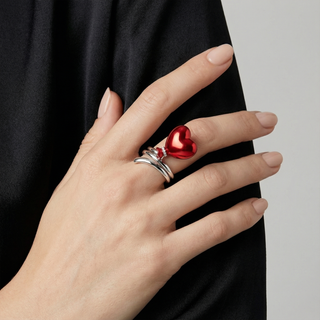 Cherry Red Heart Balloon Ring
