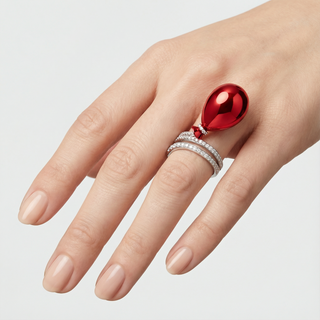 Bague ballon classique rouge cerise