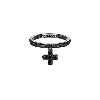 Cross Ring in Blackened Gold